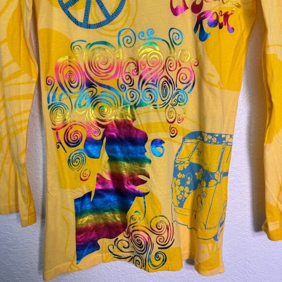 Christian Audigier Crystal Rock Y2K Shirt Women Large Hippie Free Spirit Top NEW - Picture 8 of 14